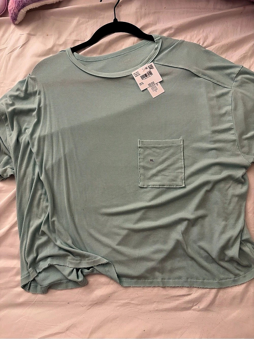 American Eagle AE Soft & Sexy Ribbed Pocket T-Shirt Green XL